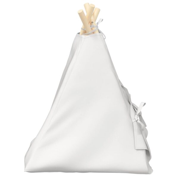 vidaXL Psí teepee s vankúšom Biela 40 x 40 x 50 cm Polyester – Obrázok 6