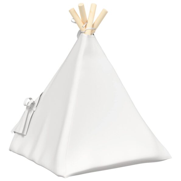 vidaXL Psí teepee s vankúšom Biela 40 x 40 x 50 cm Polyester – Obrázok 7