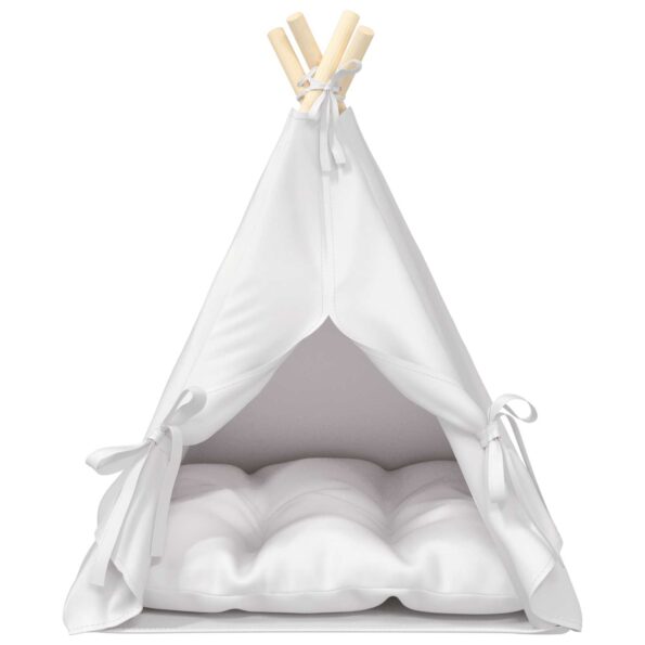 vidaXL Psí teepee s vankúšom Biela 50 x 50 x 60 cm Polyester – Obrázok 5