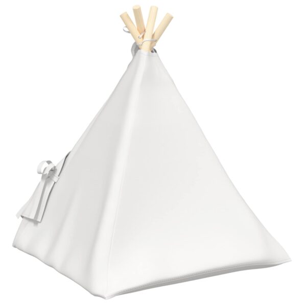 vidaXL Psí teepee s vankúšom Biela 50 x 50 x 60 cm Polyester – Obrázok 7