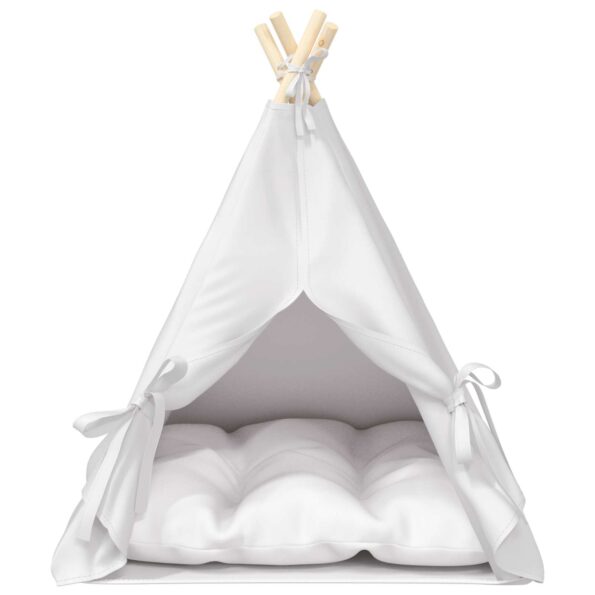 vidaXL Psí teepee s vankúšom Biela 60 x 60 x 70 cm Polyester – Obrázok 5