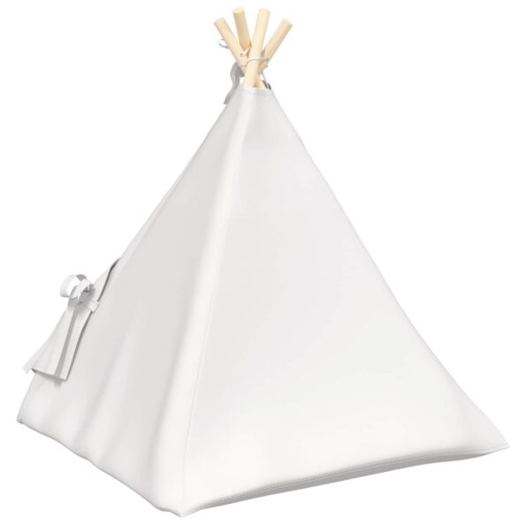 vidaXL Psí teepee s vankúšom Biela 60 x 60 x 70 cm Polyester – Obrázok 7