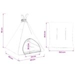 vidaXL Psí teepee s vankúšom Biela a šedá 40 x 40 x 50 cm Polyester – Obrázok 10