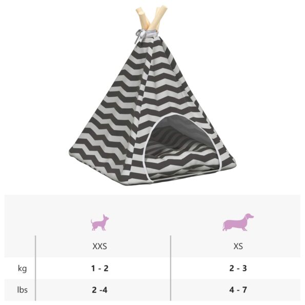 vidaXL Psí teepee s vankúšom Biela a šedá 40 x 40 x 50 cm Polyester – Obrázok 11