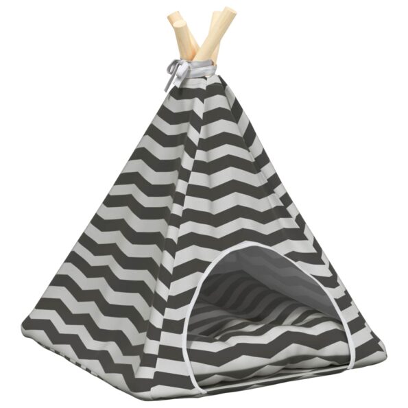 vidaXL Psí teepee s vankúšom Biela a šedá 40 x 40 x 50 cm Polyester – Obrázok 2