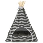 vidaXL Psí teepee s vankúšom Biela a šedá 40 x 40 x 50 cm Polyester – Obrázok 5