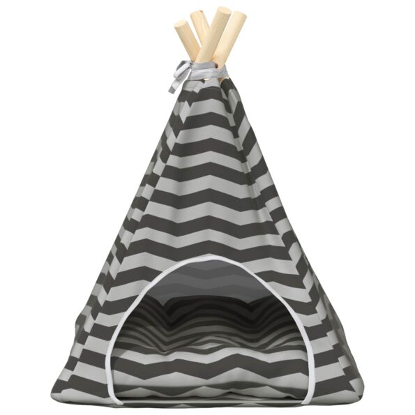 vidaXL Psí teepee s vankúšom Biela a šedá 40 x 40 x 50 cm Polyester – Obrázok 5