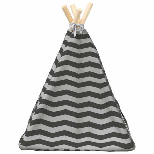 vidaXL Psí teepee s vankúšom Biela a šedá 40 x 40 x 50 cm Polyester – Obrázok 6