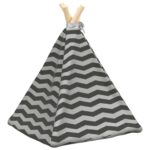 vidaXL Psí teepee s vankúšom Biela a šedá 40 x 40 x 50 cm Polyester – Obrázok 7