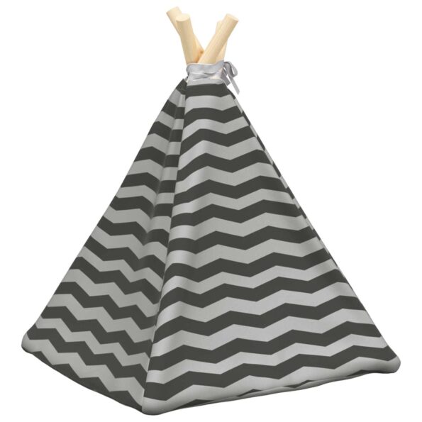 vidaXL Psí teepee s vankúšom Biela a šedá 40 x 40 x 50 cm Polyester – Obrázok 7