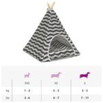 vidaXL Psí teepee s vankúšom Biela a šedá 50 x 50 x 60 cm Polyester – Obrázok 11