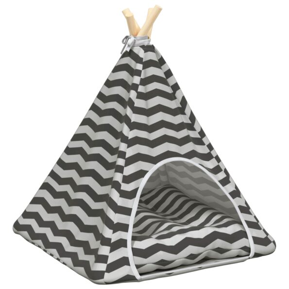 vidaXL Psí teepee s vankúšom Biela a šedá 50 x 50 x 60 cm Polyester – Obrázok 2