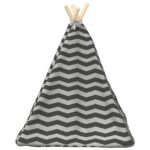vidaXL Psí teepee s vankúšom Biela a šedá 50 x 50 x 60 cm Polyester – Obrázok 6