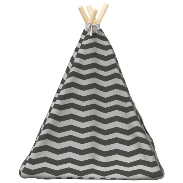 vidaXL Psí teepee s vankúšom Biela a šedá 50 x 50 x 60 cm Polyester – Obrázok 6