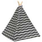 vidaXL Psí teepee s vankúšom Biela a šedá 50 x 50 x 60 cm Polyester – Obrázok 7
