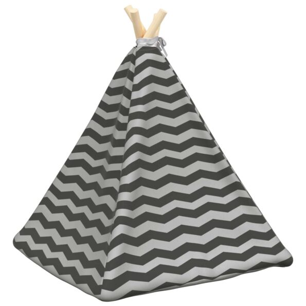 vidaXL Psí teepee s vankúšom Biela a šedá 50 x 50 x 60 cm Polyester – Obrázok 7