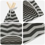 vidaXL Psí teepee s vankúšom Biela a šedá 50 x 50 x 60 cm Polyester – Obrázok 8