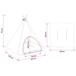 vidaXL Psí teepee s vankúšom Biela a šedá 60 x 60 x 70 cm Polyester – Obrázok 10