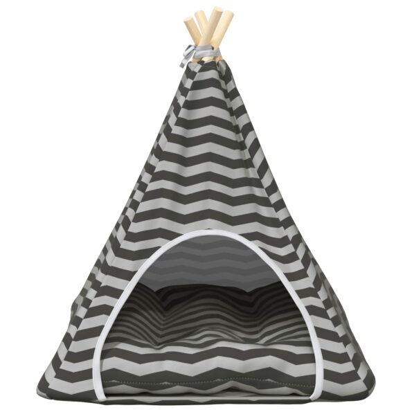vidaXL Psí teepee s vankúšom Biela a šedá 60 x 60 x 70 cm Polyester – Obrázok 5