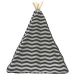 vidaXL Psí teepee s vankúšom Biela a šedá 60 x 60 x 70 cm Polyester – Obrázok 6