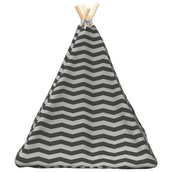 vidaXL Psí teepee s vankúšom Biela a šedá 60 x 60 x 70 cm Polyester – Obrázok 6