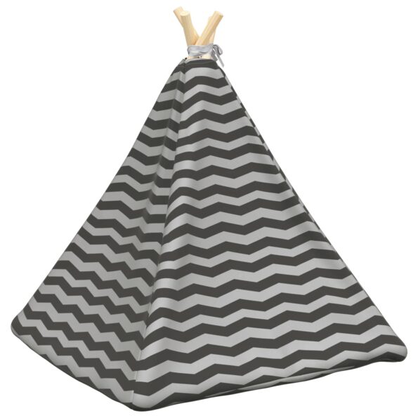 vidaXL Psí teepee s vankúšom Biela a šedá 60 x 60 x 70 cm Polyester – Obrázok 7