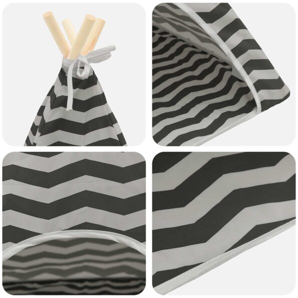 vidaXL Psí teepee s vankúšom Biela a šedá 60 x 60 x 70 cm Polyester – Obrázok 8