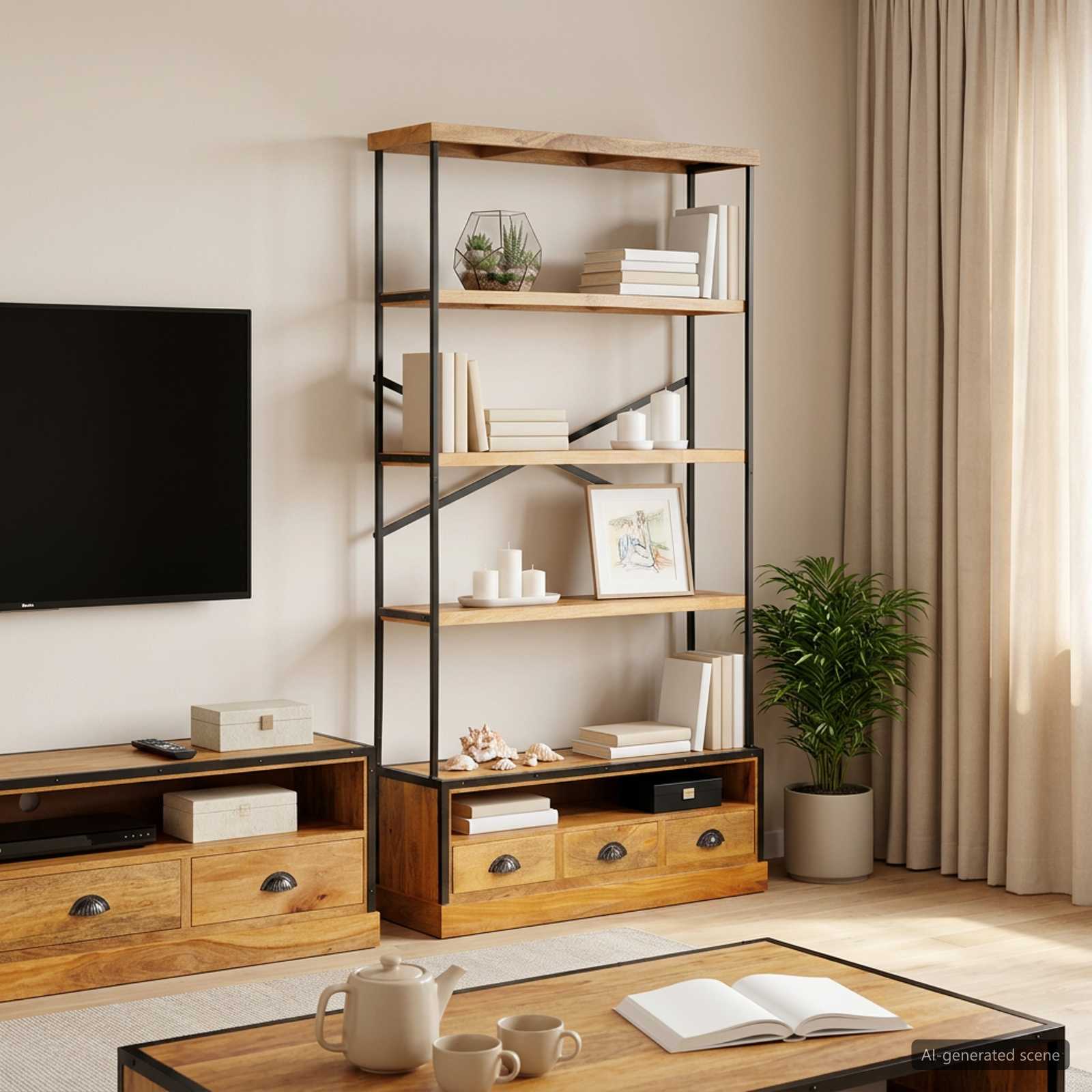 42020950_1.jpg vidaXL 5-úrovňová knižnica Prírodná 100 x 30 x 180 cm – Obrázok 1