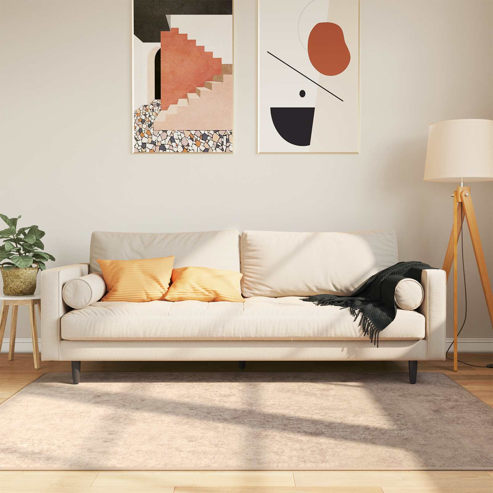 42023097_1.jpg vidaXL Behúň MARSA Béžová 120 x 170 cm Polyester a PVC – Obrázok 1