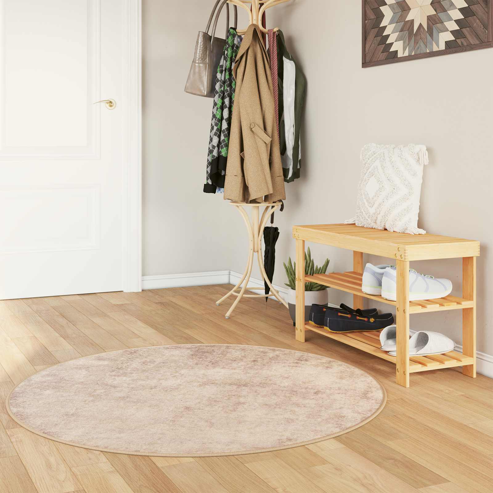 42023101_1.jpg vidaXL Behúň MARSA Béžová 120 x 120 cm Polyester a PVC – Obrázok 1
