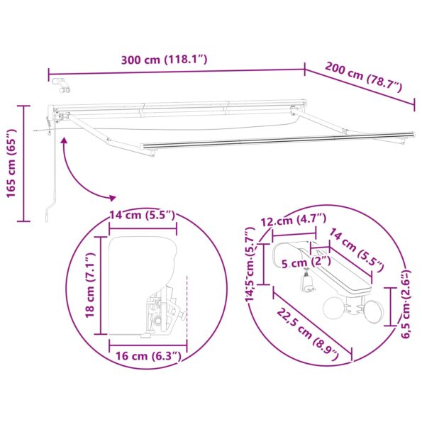 vidaXL Elektrická Markíza s LED Biely 3 x 2 m Hliník – Obrázok 13