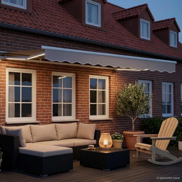 vidaXL Elektrická Markíza s LED Biely 3,5 x 2 m Hliník – Obrázok 3