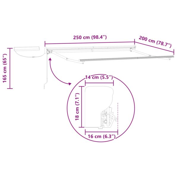 vidaXL Elektrický automatický rám markízy Biely 2,5 x 2 m Oceľ – Obrázok 10