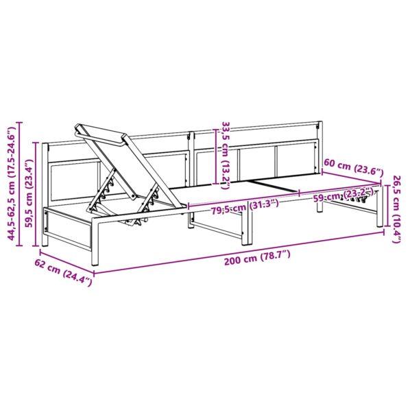 vidaXL Lehátko Čierny 200 x 62 x 59,5 cm Textilén – Obrázok 9