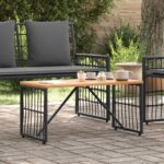 vidaXL Vonkajší stôl Čierny 80 x 40 x 40 cm Oceľ a poly ratan – Obrázok 4