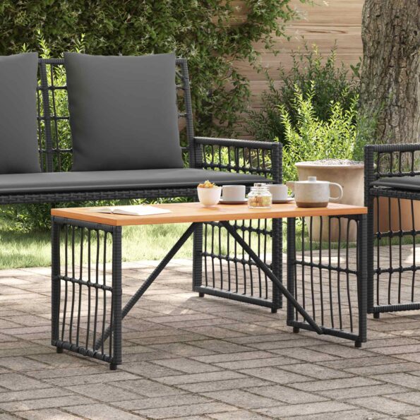vidaXL Vonkajší stôl Čierny 80 x 40 x 40 cm Oceľ a poly ratan – Obrázok 4