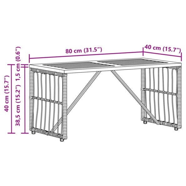vidaXL Vonkajší stôl Biely 80 x 40 x 40 cm Oceľ a poly ratan – Obrázok 13