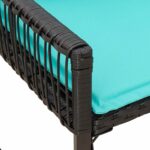 vidaXL Vonkajšia lavička s vankúšom 4 pcs Čierna a tyrkysová polyratan – Obrázok 10