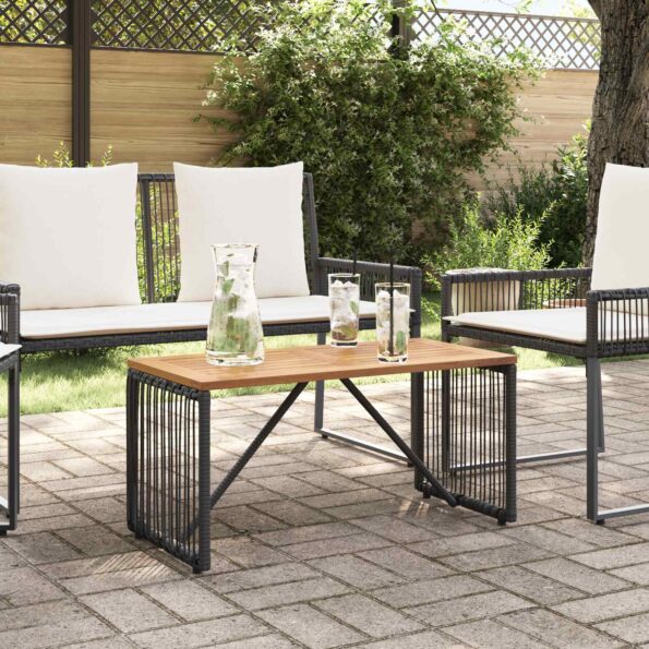 vidaXL Vonkajší stôl Čierna a Hnedá 80 x 40 x 40 cm polyratan – Obrázok 4