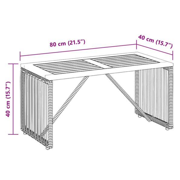 vidaXL Vonkajší stôl Čierna a Hnedá 80 x 40 x 40 cm polyratan – Obrázok 9