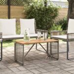 vidaXL Vonkajší stôl Sivá a hnedá 80 x 40 x 40 cm polyratan – Obrázok 4