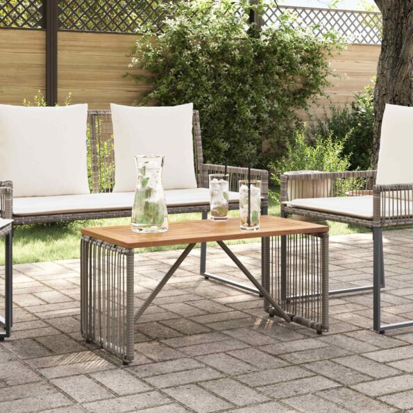 vidaXL Vonkajší stôl Sivá a hnedá 80 x 40 x 40 cm polyratan – Obrázok 4