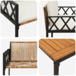 vidaXL Záhradný nábytok 4 pcs Hnedá a krémovo biela polyratan – Obrázok 10