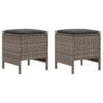 vidaXL Záhradný taburet 2 Kus Sivá a tmavo sivá 38 x 38 x 45 cm – Obrázok 2