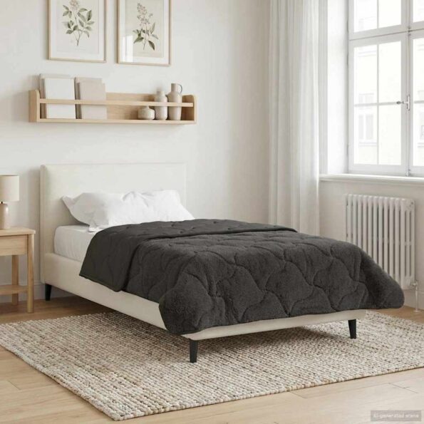 vidaXL Zimný prehoz Antracit 140 x 220 cm Mikrofáza a Teddy fleece – Obrázok 4