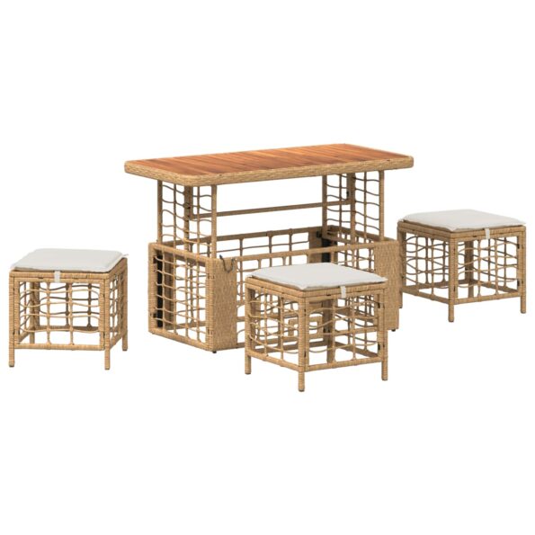 vidaXL Záhradný jedálenský set s vankúšom 4 pcs Prírodná a biela – Obrázok 2