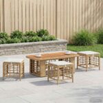 vidaXL Záhradný jedálenský set s vankúšom 4 pcs Prírodná a biela – Obrázok 3