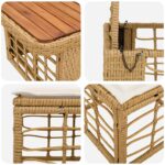 vidaXL Záhradný jedálenský set s vankúšom 4 pcs Prírodná a biela – Obrázok 8
