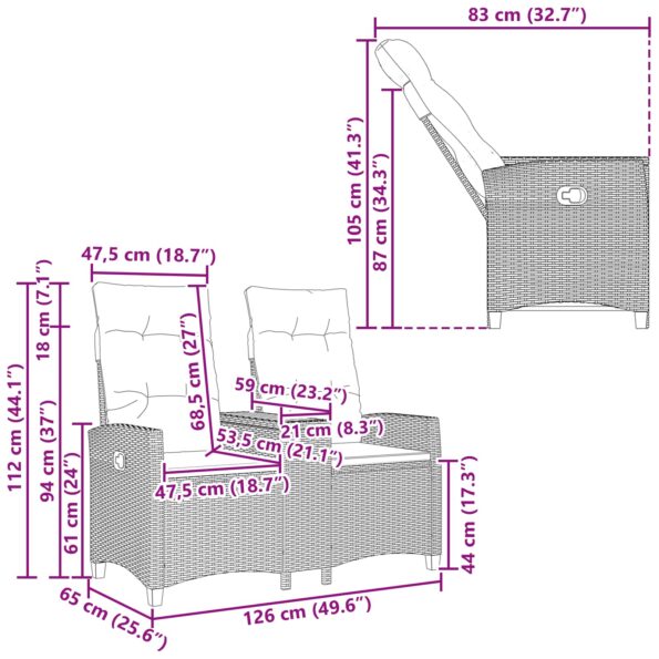 vidaXL Hojdačka s tabletou Čierna a tyrkysová 126 x 65 x 112 cm – Obrázok 11