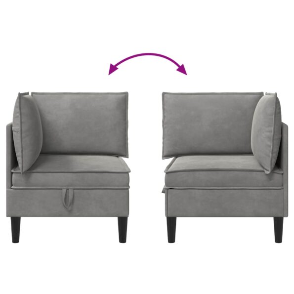 vidaXL Sofa s úložným priestorom Svetlosivá Zamat – Obrázok 10